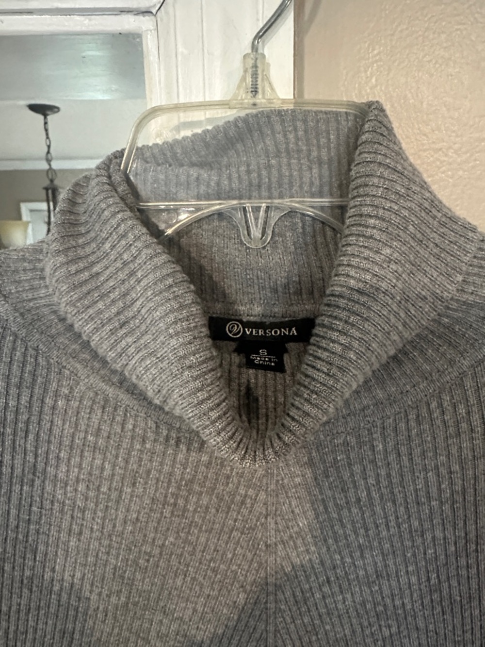 Versona Gray Ribbed Cowl Neck Sweater - Picture 2 of 3